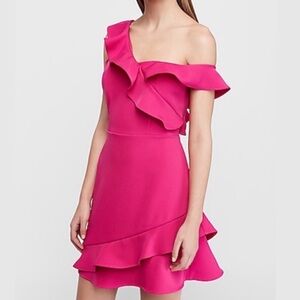 Express Off the Shoulder Ruffled Dress